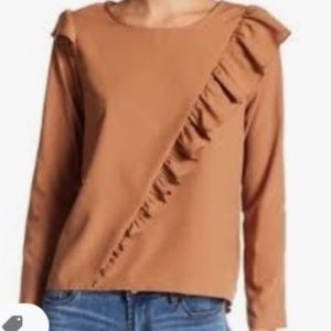 Kenzie Jeans Brown Ruffle Shirt